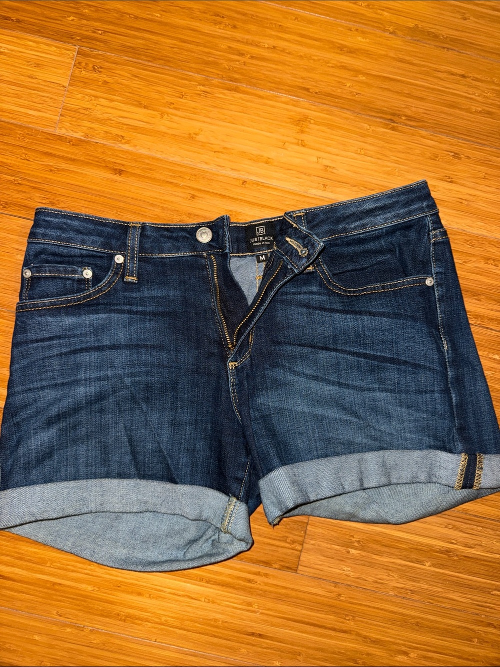 JustBlack Dark Wash High Waisted Cuffed Denim Shorts- NWOT